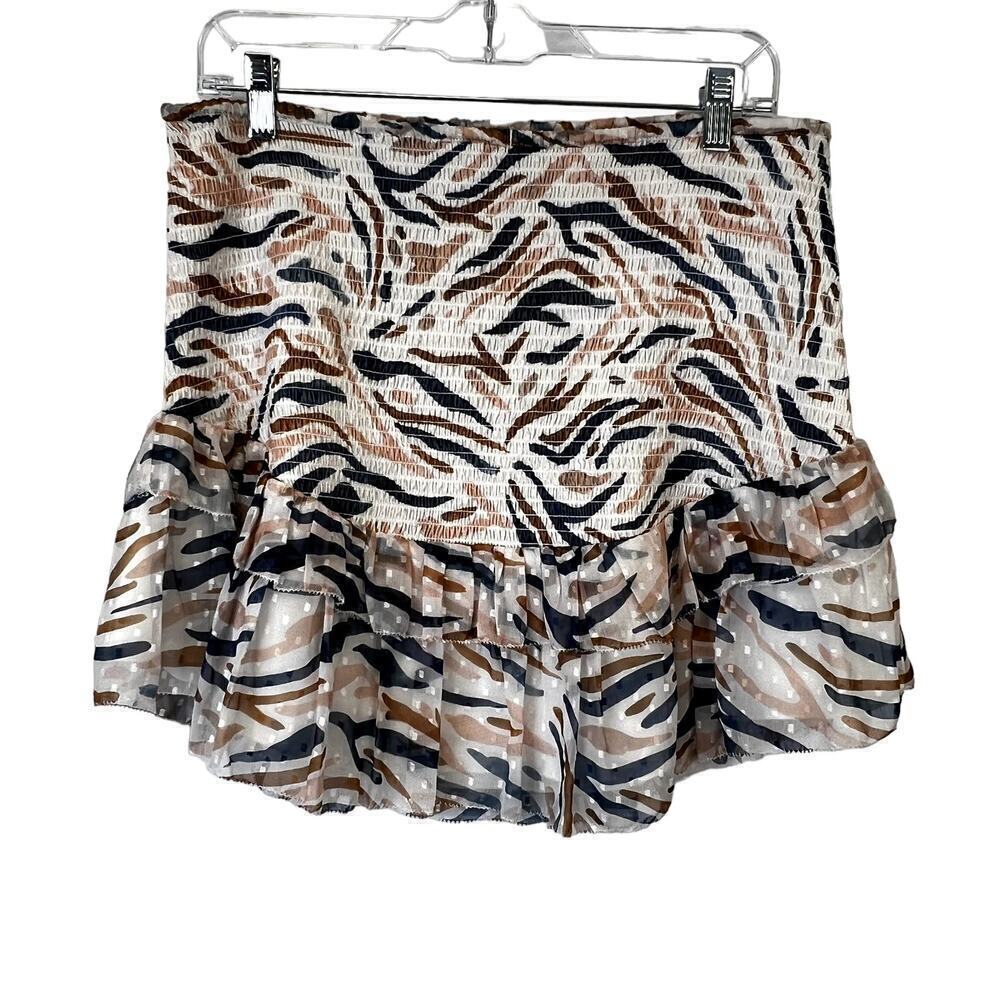 Revolve SAYLOR fitted Ruched watercolor‎ print mini skirt SZ XL